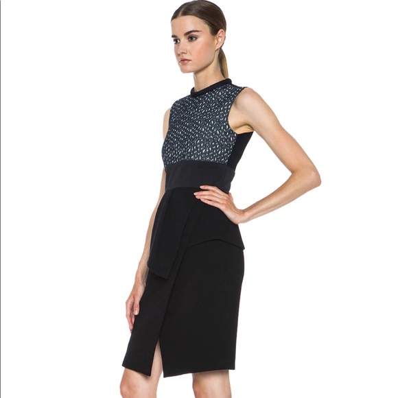 Proenza Schouler Wool-Crepe & Lace Peplum Dress Size 4 - Picture 5 of 16